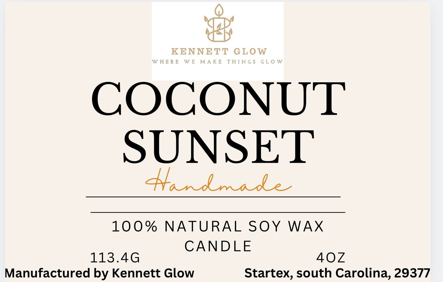 Coconut Sunset Candle - South Carolina’s Shortcut to the Beach - Kennett Glow